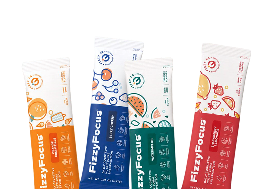 FizzyFocus drink sticks in all four flavors